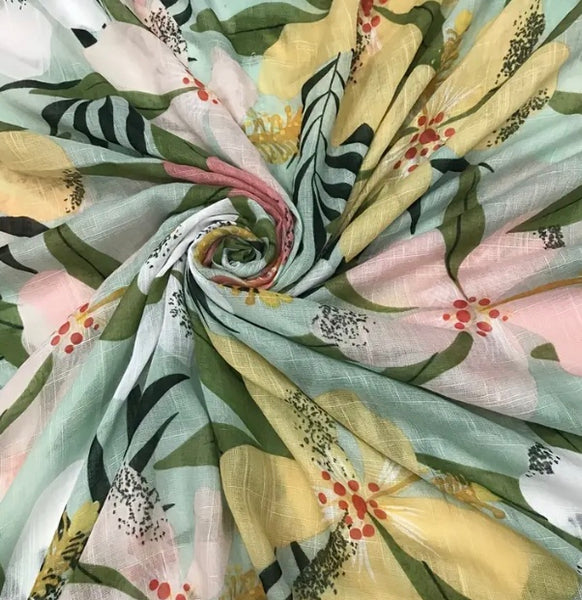 Maryam's Essential Flower Printed Cotton Tassels Hijab