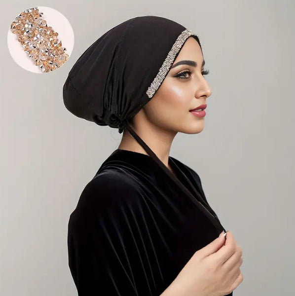Maryam’s Essential Plain Chiffon Hijab & Diamanté Tie Back Cap Collection Set