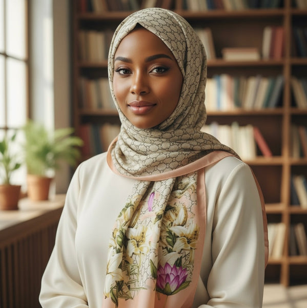 Maryam's Essential Stunning Silk Satin Printed Shawl/Hijab