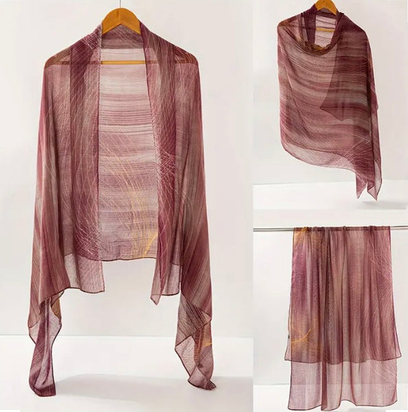 Maryam's Essential Print Colour-block Cotton Viscose Soft Hijab/Shawl