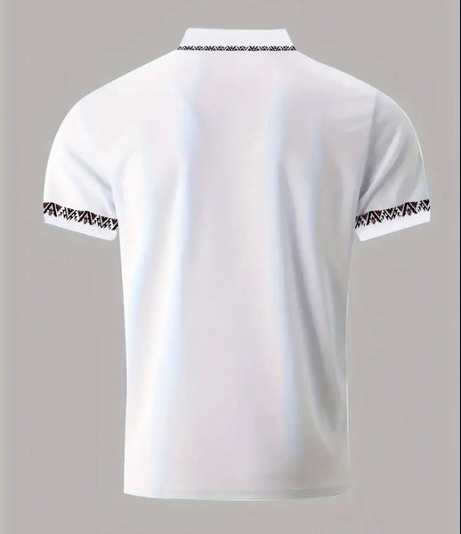 Maryam’s Essential Luxury Casual Breathable Geometric Print Collar Short Sleeve Top Tank