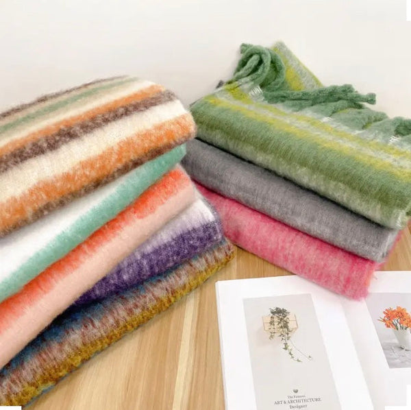 Maryam’s Essential Large Plaid Mohair Chunky Cashmere Scarf