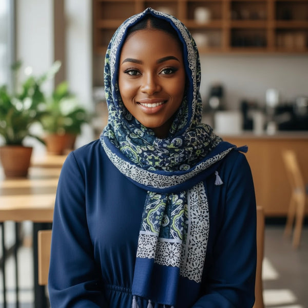 Maryam's Essential Luxury Printed Cotton Viscose Tassels Hijab