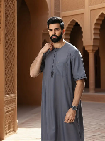 Maryam’s Essential Arab Men Ethnic Vintage Geometric Pattern Kaftan