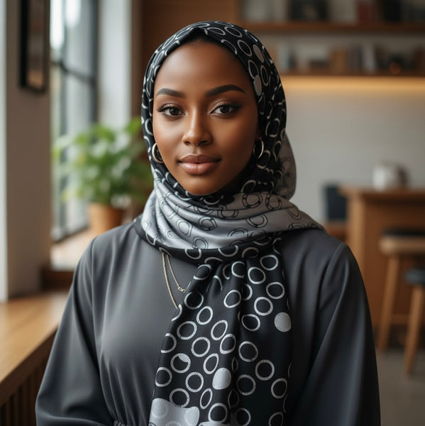 Maryam's  Essential Stunning Silk Satin Printed Shawl/Hijab