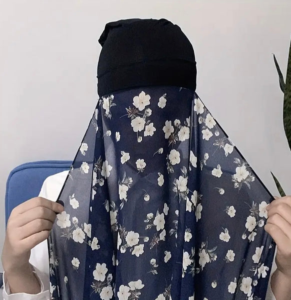 Maryam's Essential Instant Premium Printed Chiffon Hijab with Cap