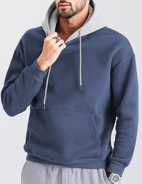 Maryam’s Essential Men Casual Contrast Colour Hoody Long Sleeves Pocket Pullover Sweatshirt