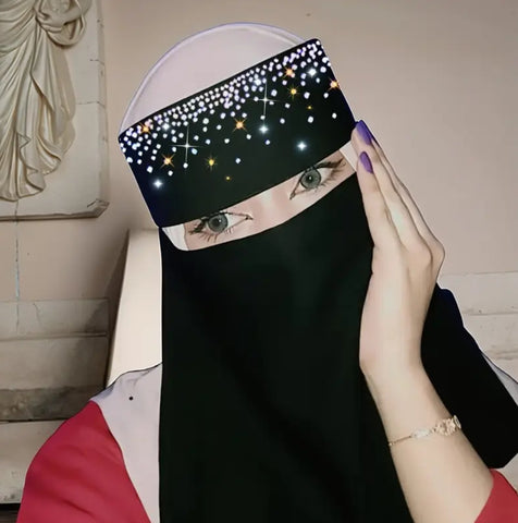 Maryam’s Essential Diamanté Thin Breathable Chiffon Niqab Veil Headscarf