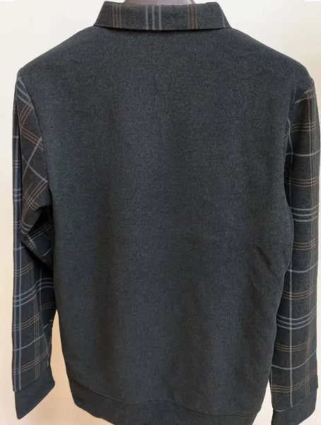 Maryam’s Essential Men V-Neck Button Long Sleeves Casual Regular Fit Striped Plaid Knitted Cotton Shirt