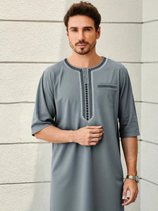 Maryam’s Essential Men Ethnic Vintage Geometric Pattern Kaftan