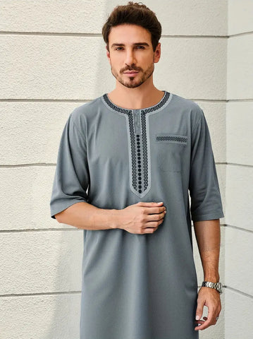 Maryam’s Essential Men Ethnic Vintage Geometric Pattern Kaftan