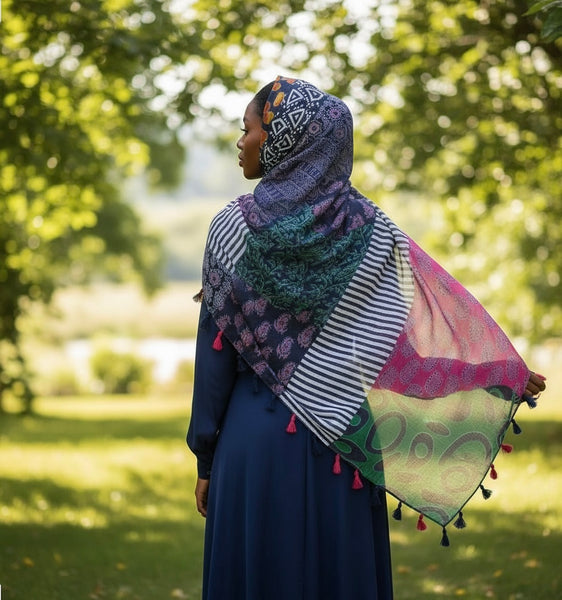 Maryam's Essential Printed Cotton Viscose Tassels Hijab