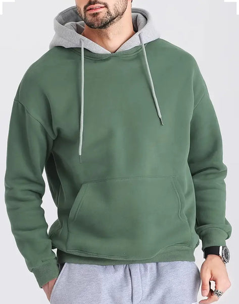 Maryam’s Essential Men Casual Contrast Colour Hoody Long Sleeves Pocket Pullover Sweatshirt
