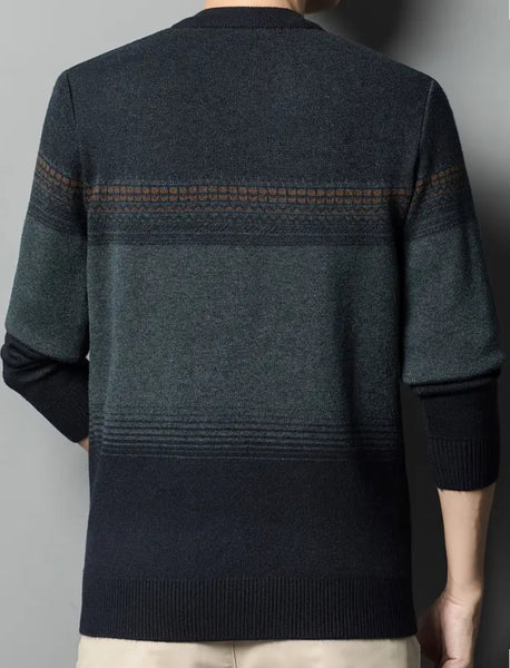 Maryam’s Essential Men Casual Geometric Knit Crew Neck Pullover Sweater