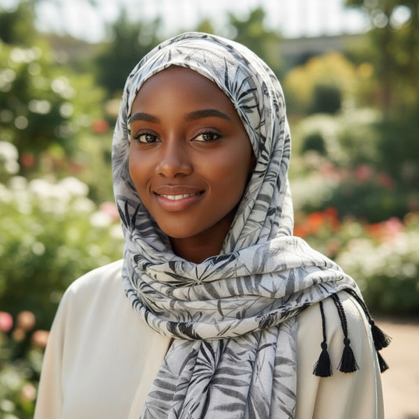 Maryam’s Essential Printed Cotton Viscose Tassels Hijab