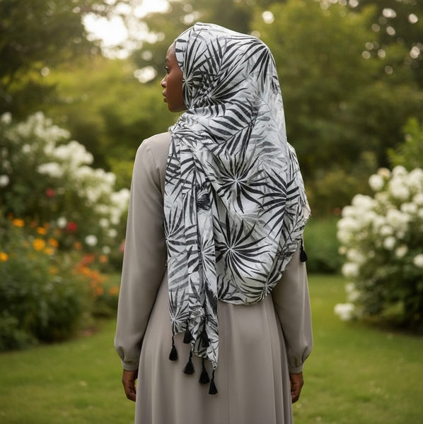 Maryam’s Essential Printed Cotton Viscose Tassels Hijab