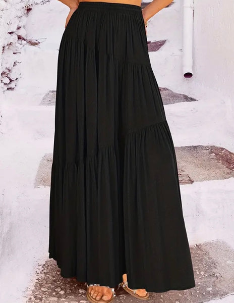 Maryam’s Essential Plain High Waist Shirred Pleated Maxi Skirt