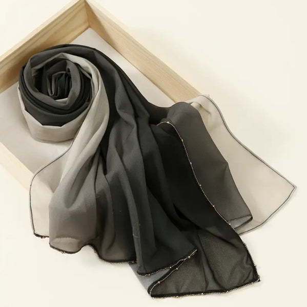 Maryam’s Essential Luxury Diamanté Gradiant Colour Thin Chiffon Hijab