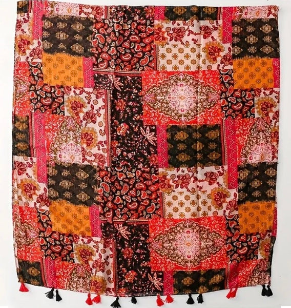 Maryam's Essential Printed Cotton Viscose Tassels Hijab