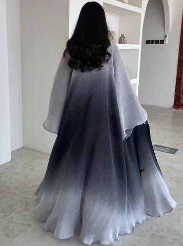 Maryam’s Essential Luxury Tie-Dye Hem Long Bell Sleeves Maxi Abaya Dress