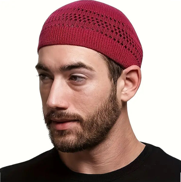 Maryam’s Essential Men Luxury Muslim Knitted Stretchy Breathable Kufi Cap