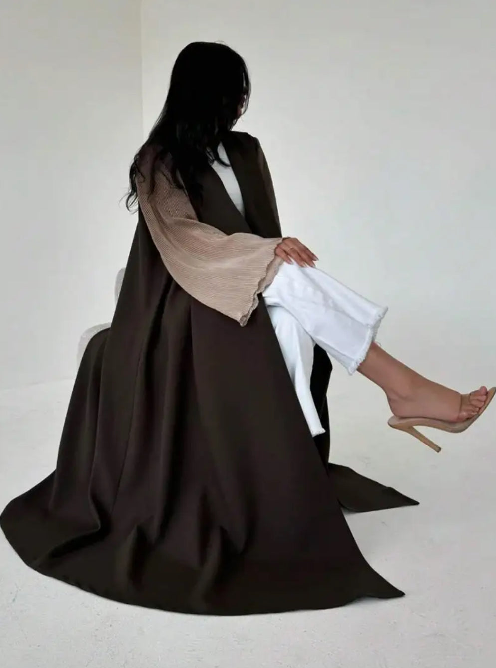 Maryam’s Essential Luxury Tie-Dye Hem Long Bell Sleeves Maxi Abaya Dress