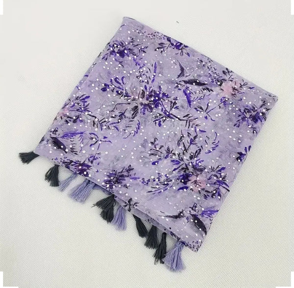 Maryam's Essential Printed Cotton Viscose Tassels Hijab/Shawl