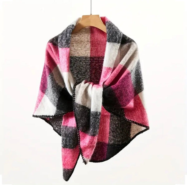 Maryam’s Essential Luxury Triangular Geometric Plaid Cashmere Scarf