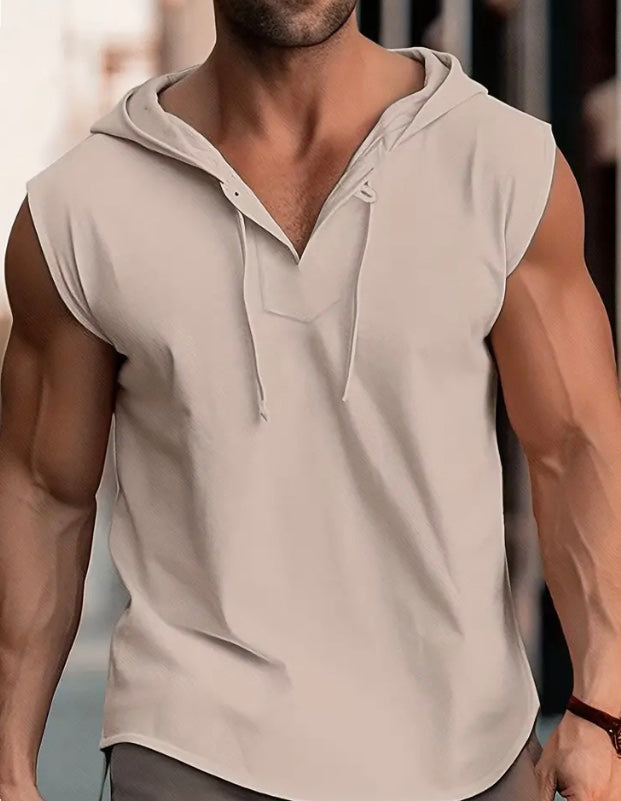 Maryam’s Essential Breathable Hood Drawstring Sleeveless Cotton Top Tank