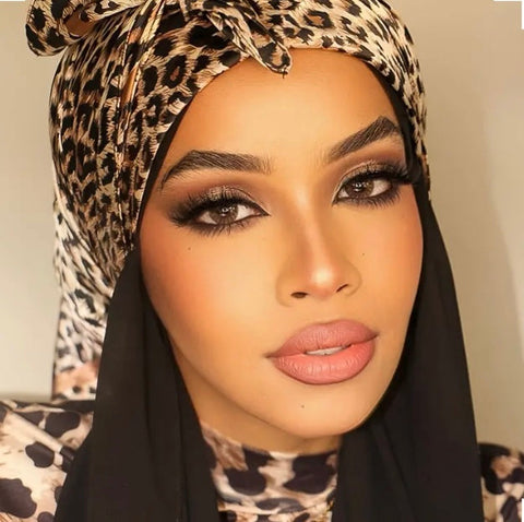 Maryam's Diamond Style Luxury Premium Leopard Silk Satin Hijab