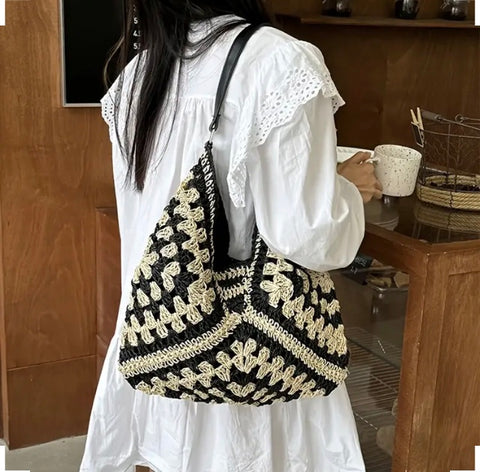 Maryam’s Essential Vintage Woven Knitted PU Retro Bag