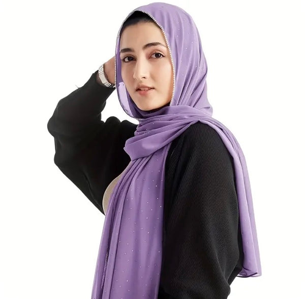 Maryam’s Essential Diamanté Thin Breathable Chiffon Hijab Headscarf