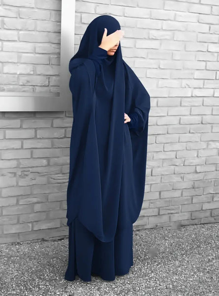 Maryam's Essential Two Piece Long Sleeves Khimar with Skirt Set