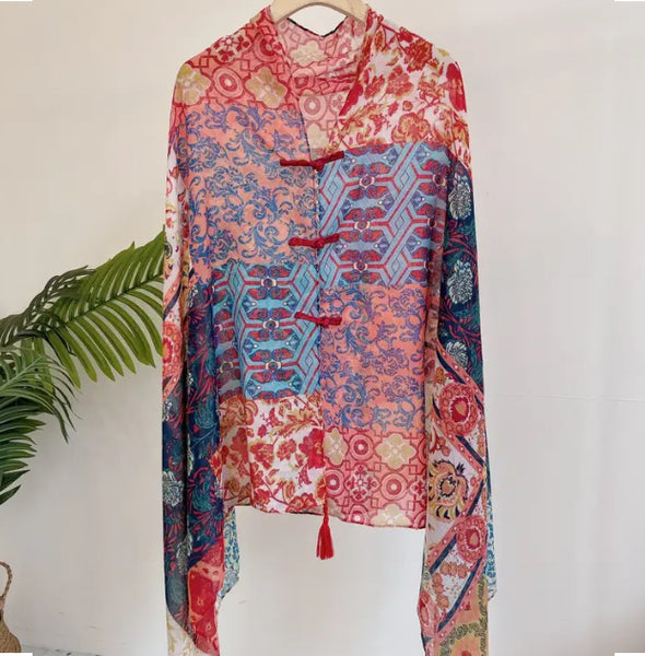 Maryam's Essential Printed Cotton Viscose Tassels Shawl