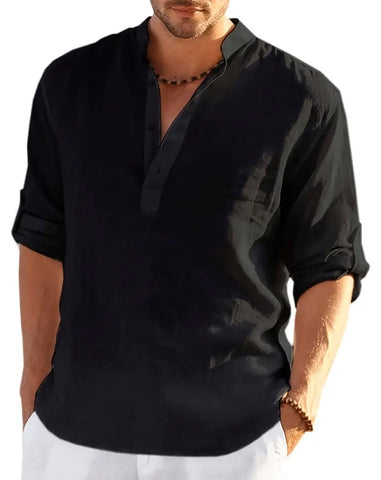 Maryam’s Essential Breathable Button Long Sleeves Cotton Linen Top Tank