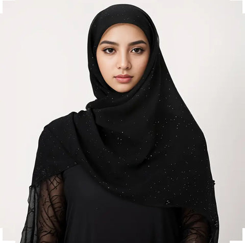 Maryam's Essential Plain Chiffon Hijab with Silver Dot Hijab