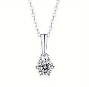 Maryam’s Essential Diamond Style 1 Carat Moissanite 925 Sterling Silver Clavicle Necklace with Certificate