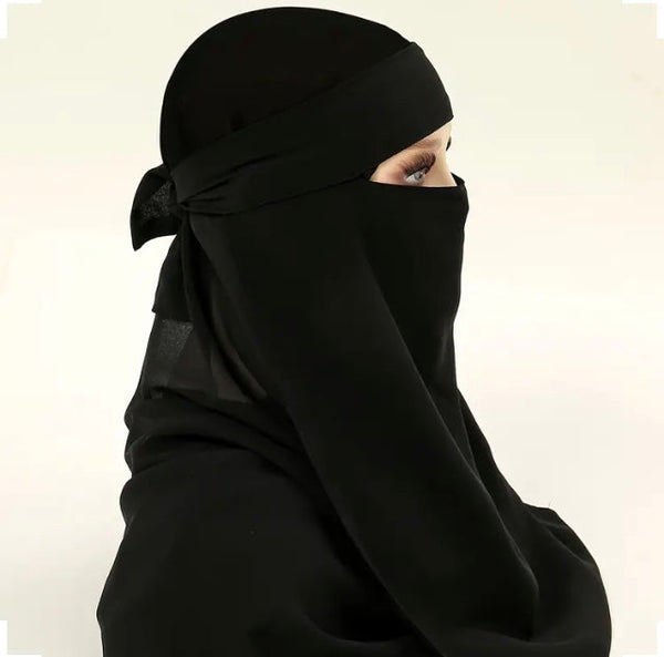 Maryam’s Essential Saudi Style Thin Breathable Chiffon Niqab Veil Headscarf