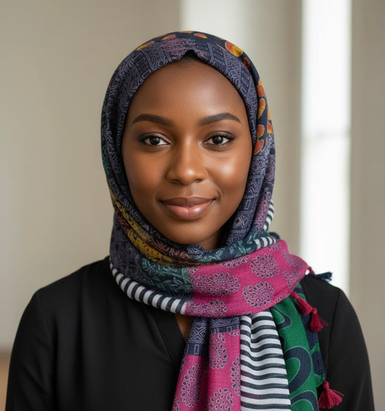 Maryam's Essential Printed Cotton Viscose Tassels Hijab