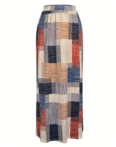 Maryam’s Essential Plus Size Vintage Inspired Plaid Print Maxi Skirt