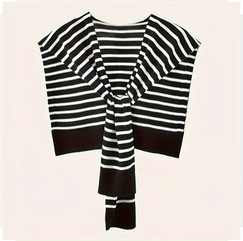 Maryam’s Essential Chic Versatile Striped Pattern Knit Shawl