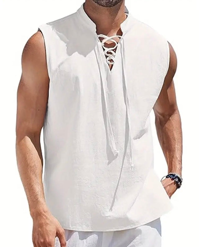 Maryam’s Essential Breathable Drawstring Lace Up Sleeveless Cotton Top Tank