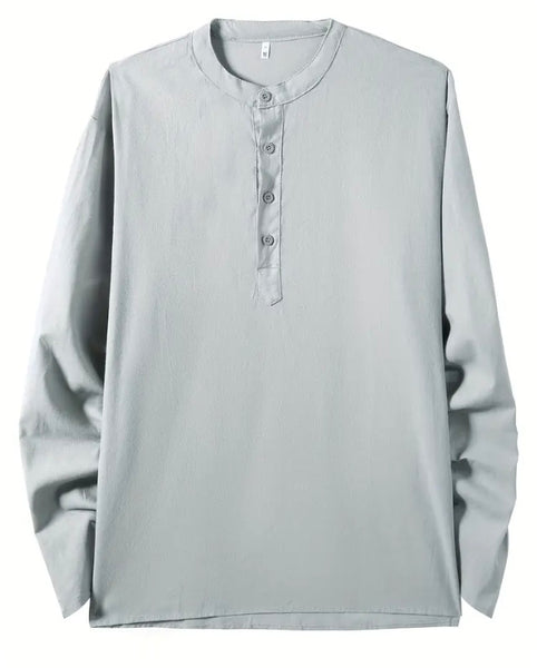 Maryam’s Essential Breathable Button Long Sleeves Cotton Linen Top Tank