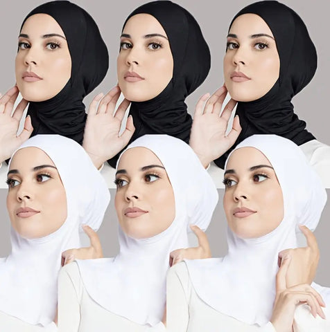 Maryam's Essential 6 Pieces Full Cover Inner Hijab Cap Neck Head Set