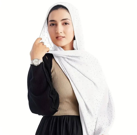 Maryam’s Essential Diamanté Thin Breathable Chiffon Hijab Headscarf