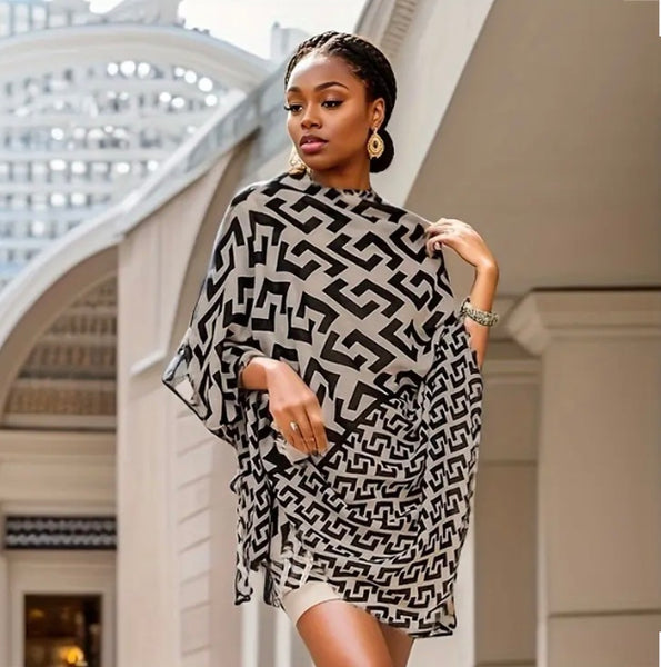 Maryam’s Essential Luxury Geometric Pattern Thin Breathable Viscose Hijab/Scarf