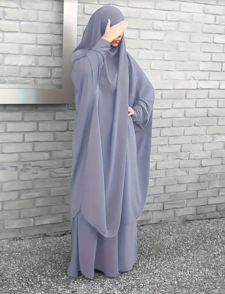 Maryam's Essential Two Piece Long Sleeves Khimar with Skirt Set