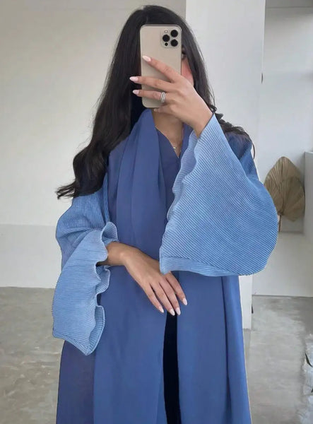 Maryam’s Essential Luxury Tie-Dye Hem Long Bell Sleeves Maxi Abaya Dress