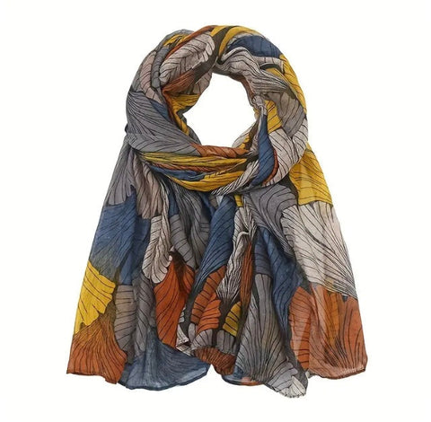 Maryam’s Essential Luxury Vintage Leaf Print Hijabs/Shawls
