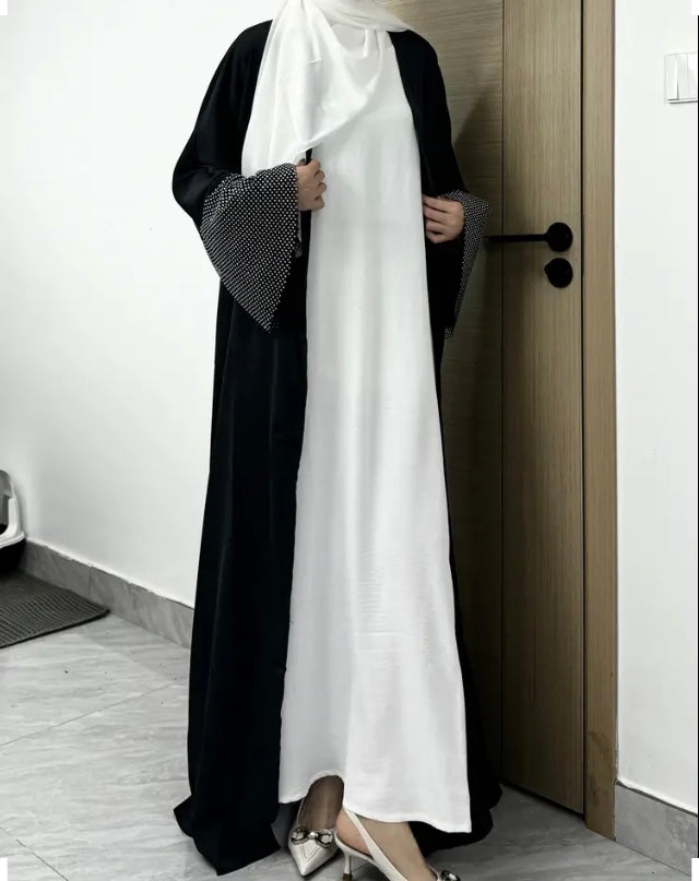 Maryam's Diamond Style Luxurious Plain Diamanté Sleeves Kaftan Abaya